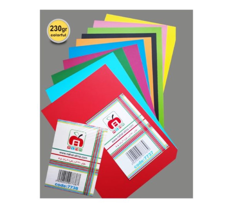 مقوای 230 گرم رنگی 10 برگ A3 کد 7738