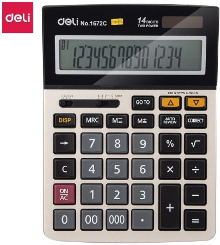 ماشین حساب 14 رقم 3 صفر چک کن دار deli 1672C