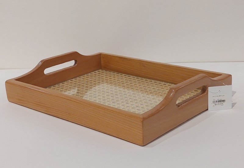 سینی مستطیل چوب و حصیر