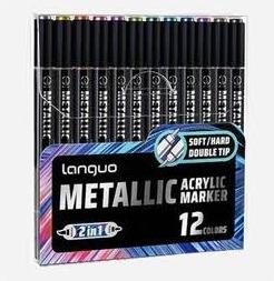 ماژیک اکریلیک متالیک دو سر 12 رنگ لانگو Languo M750-1