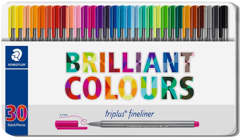 روان نویس نوک نمدی تریپلاس جعبه فلزی 30 رنگ 334 M30