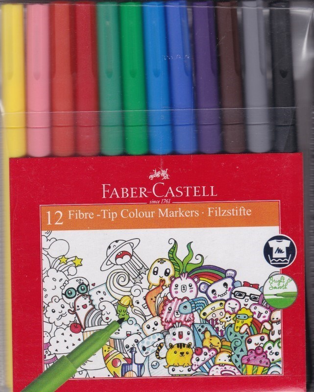 تصویر  ماژيك نقاشي 12 رنگ كيف پلاستيكي FABER CASTELL 155412