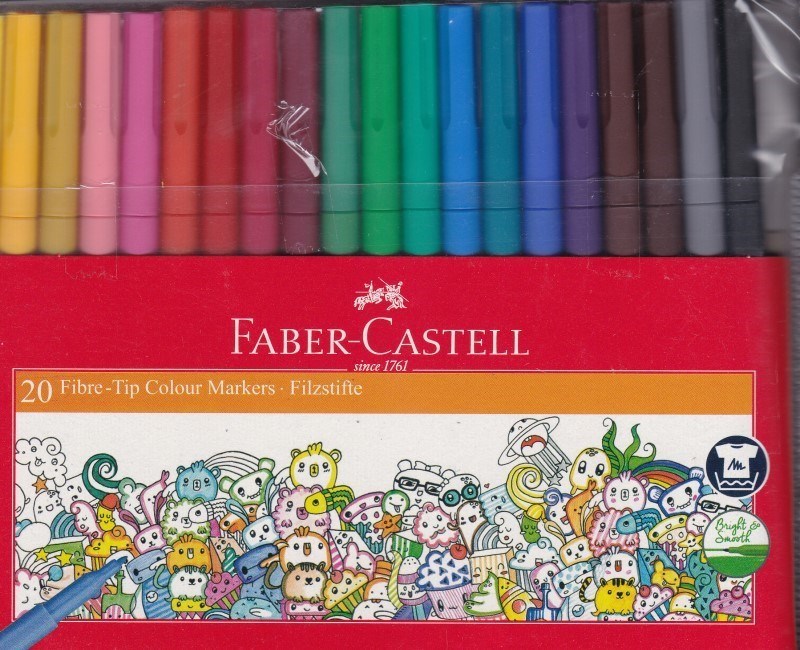 تصویر  ماژيك نقاشي 20 رنگ كيف پلاستيكي FABER CASTELL 155420
