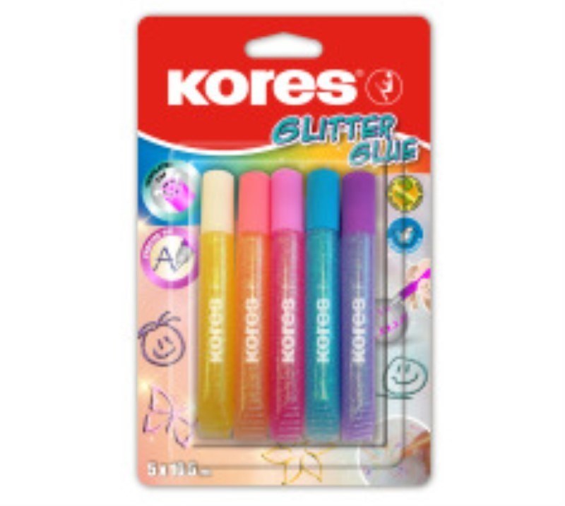 تصویر  چسب مايع اكليل دار 5 رنگ كورس GLITTER GLUE 75001