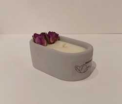 تصویر  شمع بتني بيضي با گل C.O.219