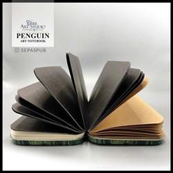 تصویر  دفتر جلد فلزي پالتويي كاغذ مشكي كرافت بالك پنگوئن
