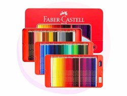 تصویر  مداد رنگي 100 رنگ جعبه فلزي تخت طرح كلاسيك همراه تراش و پاك كن 115805 فابركاستل