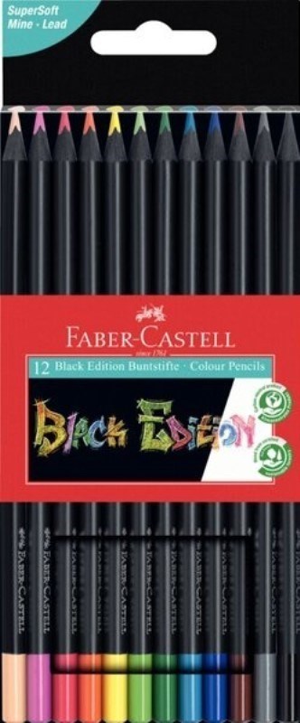 تصویر  مداد رنگي 12 رنگ جعبه مقوايي بدنه مشكي FABER CASTELL 116412