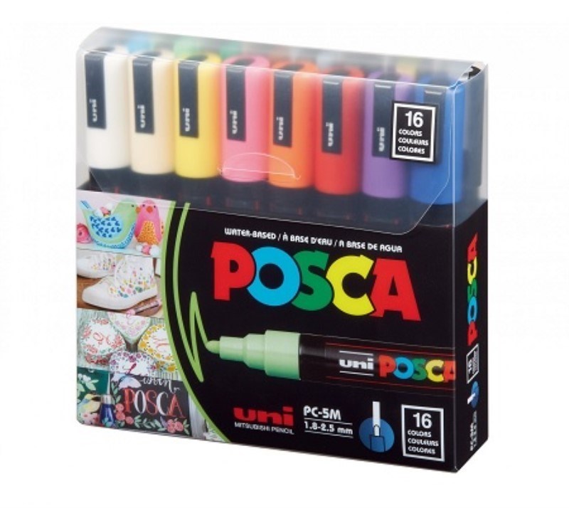 تصویر  ماژيك پوسكا 16 رنگ uni POSCA PC-5M 1.8-2.5 mm