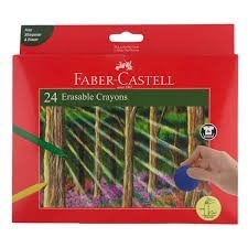 تصویر  پاستل 24 رنگ جعبه مقوايي تخت قابل پاك شدن FABER CASTELL 122531