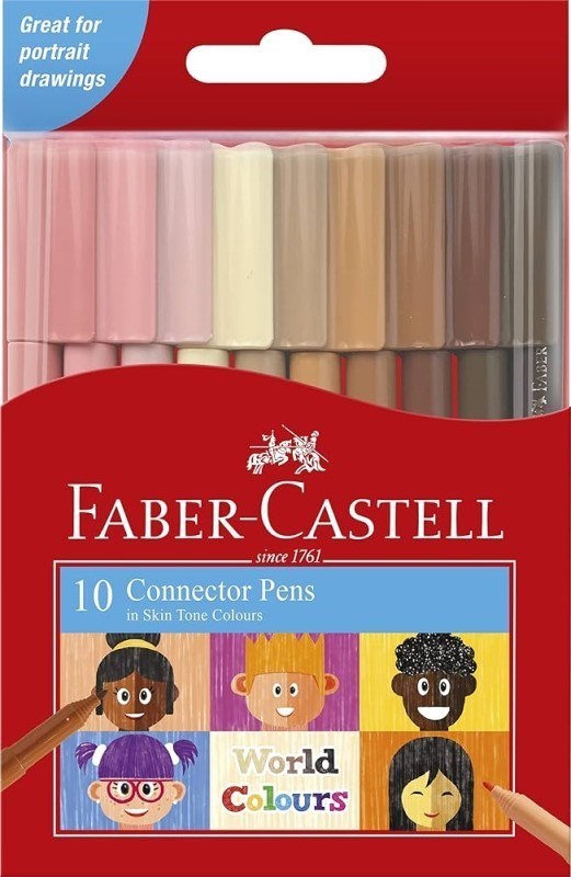 تصویر  ماژيك نقاشي 10 رنگ پوست جعبه مقوايي FABER CASTELL 155009