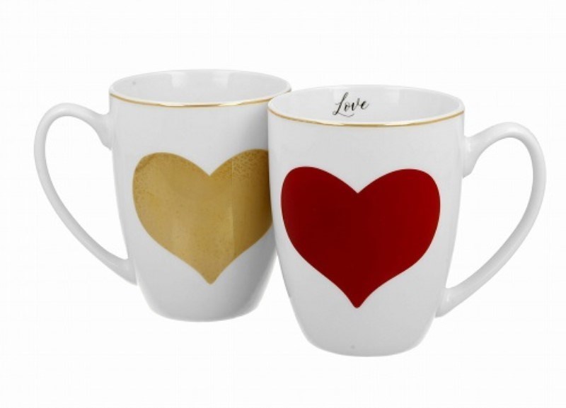 تصویر  ماگ پك 2 عددي Set of 2 classic mugs 380 ml RED AND GOLD HEART 4454